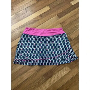 Birdies and Bows Skort Women's Blue Pink Golf Skirt Tennis Pleated Tees Size XL